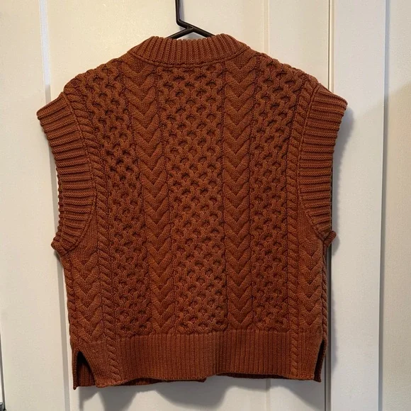 Talbots Women's Rust Cable Knit Sweater Vest Size M - Picture 3 of 7